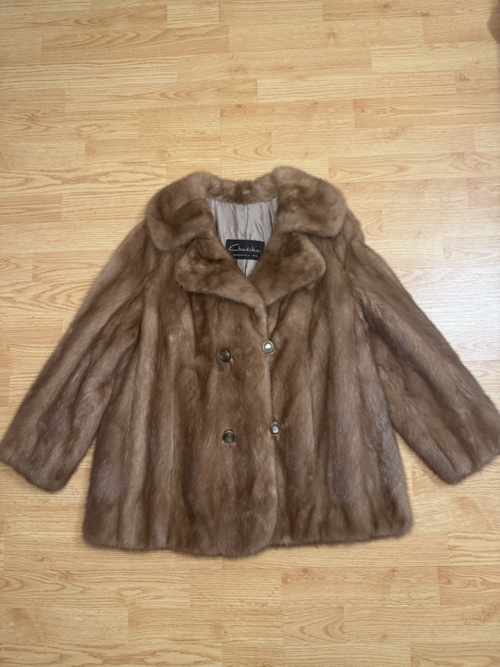 Classic Chestnut Brown Mink Peacoat by